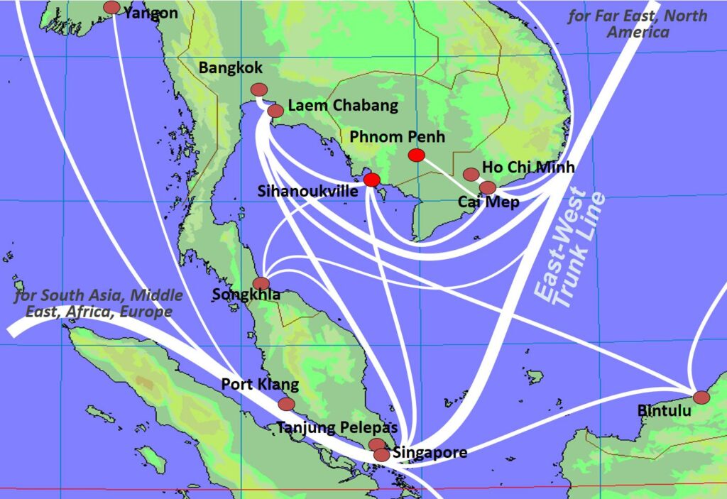 Transportation network from Sihanoukville